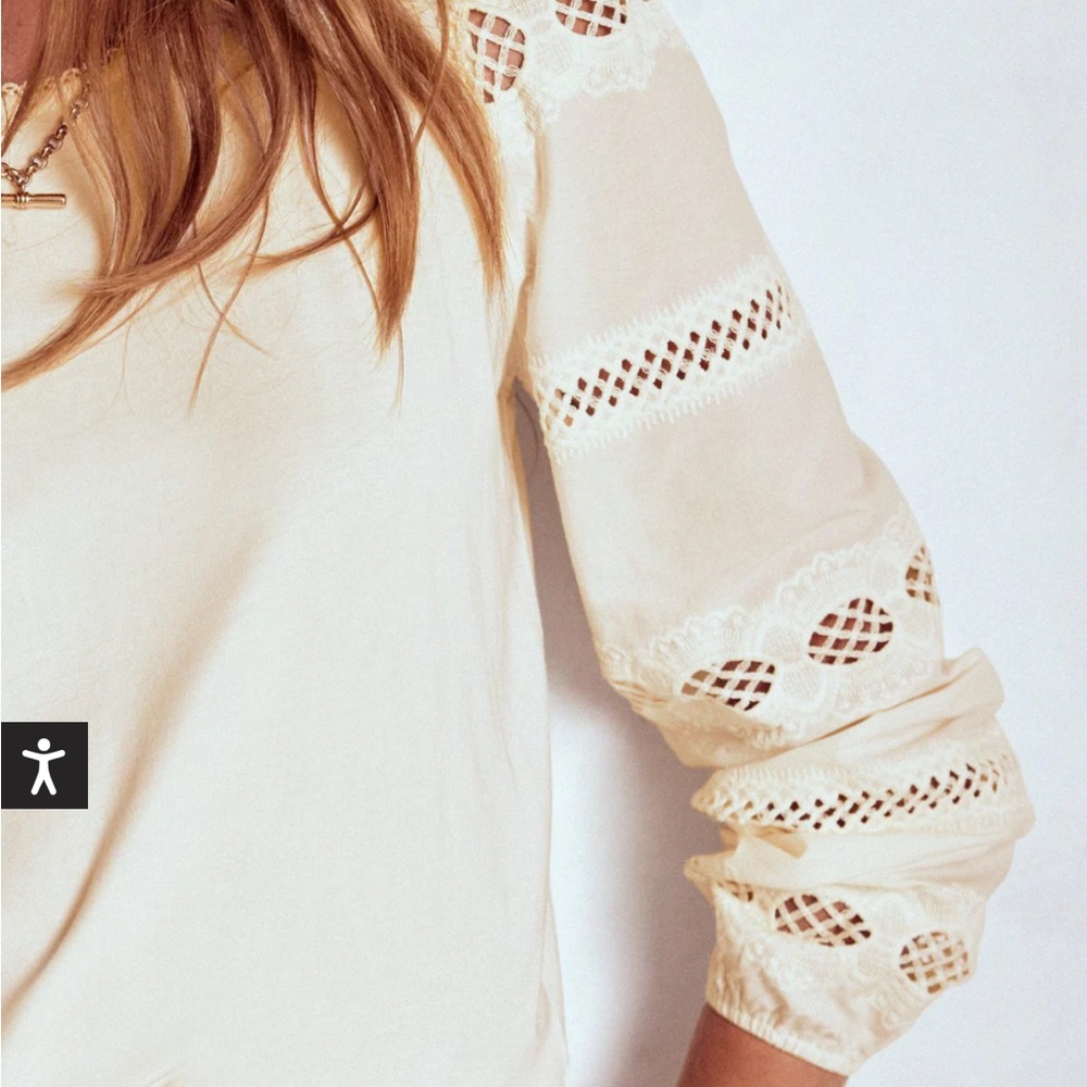 Boden New Millie Lace Mix Top SZ 6 - Picture 3 of 8